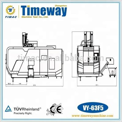 ακρίβεια VY-63F5 CNC κατακόρυφη πενταξονική σύνδεση Εργαστηριακού Κέντρου Τραπέζι Ταξίδι X 1000mm